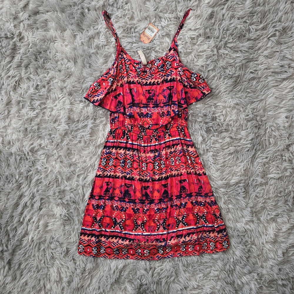 NWT Mudd Vibrant Ruffle Top Dress - Size XS